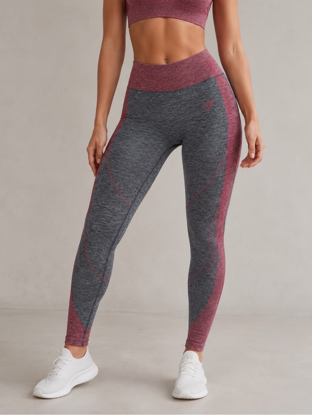 Gymshark Energy+ Seamless Leggings Women’s Size S Charcoal Marl/Red
